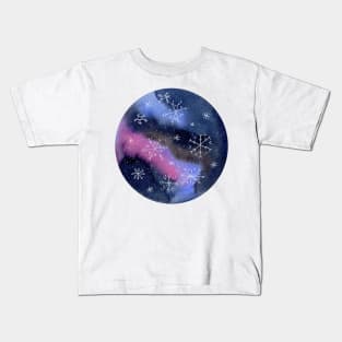 Galaxy with Snowflakes Kids T-Shirt